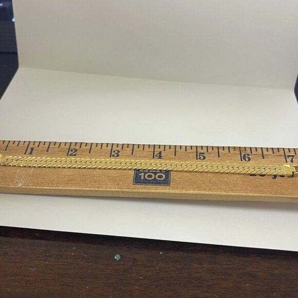 Vintage NAPIER PAT 1980's gold Tone Herringbone Bracelet 7.0" - Picture 9 of 9